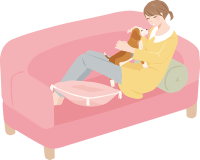 犬とくつろぐイメージ